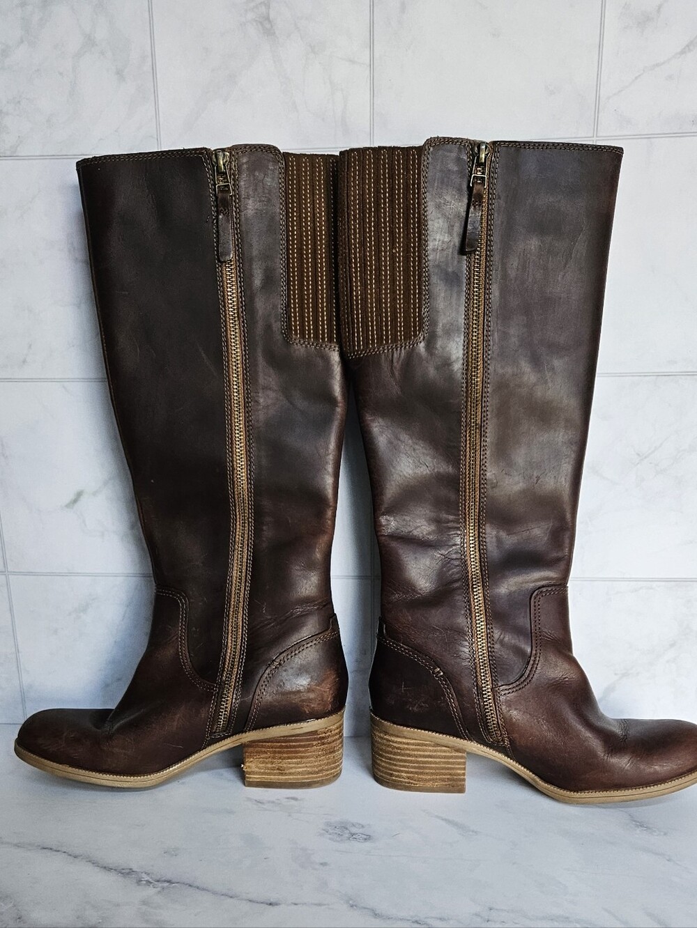 Clarks Boots 'Brown Leather' Knee-High Riding Boots- Size 7.5 Womens